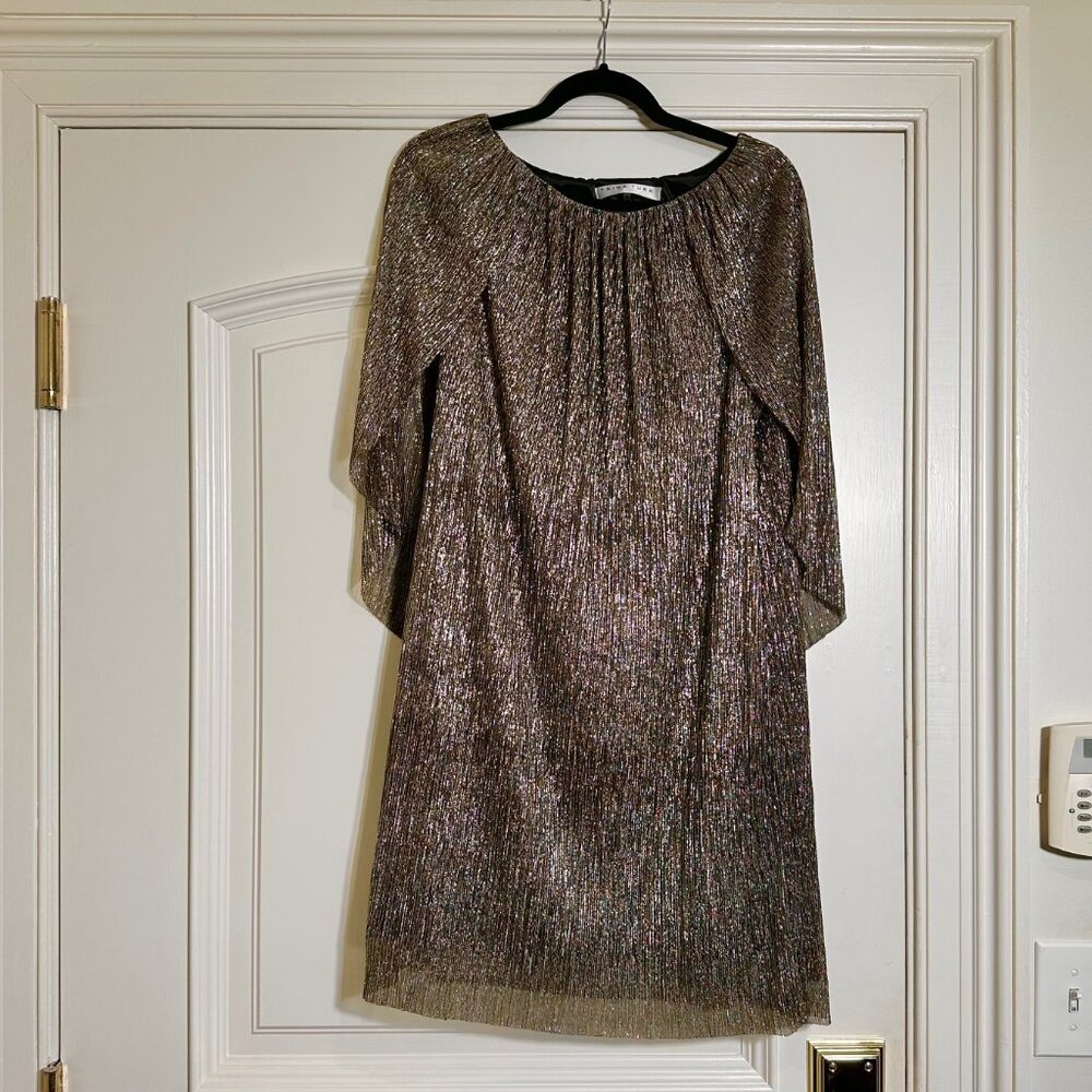Trina Turk Metallic Gold Cocktail-Cape Dress Size 12